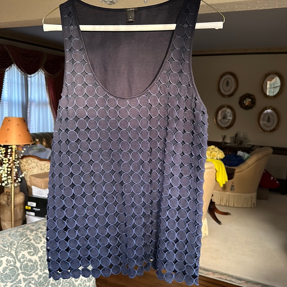 J Crew navy eyelet top size L